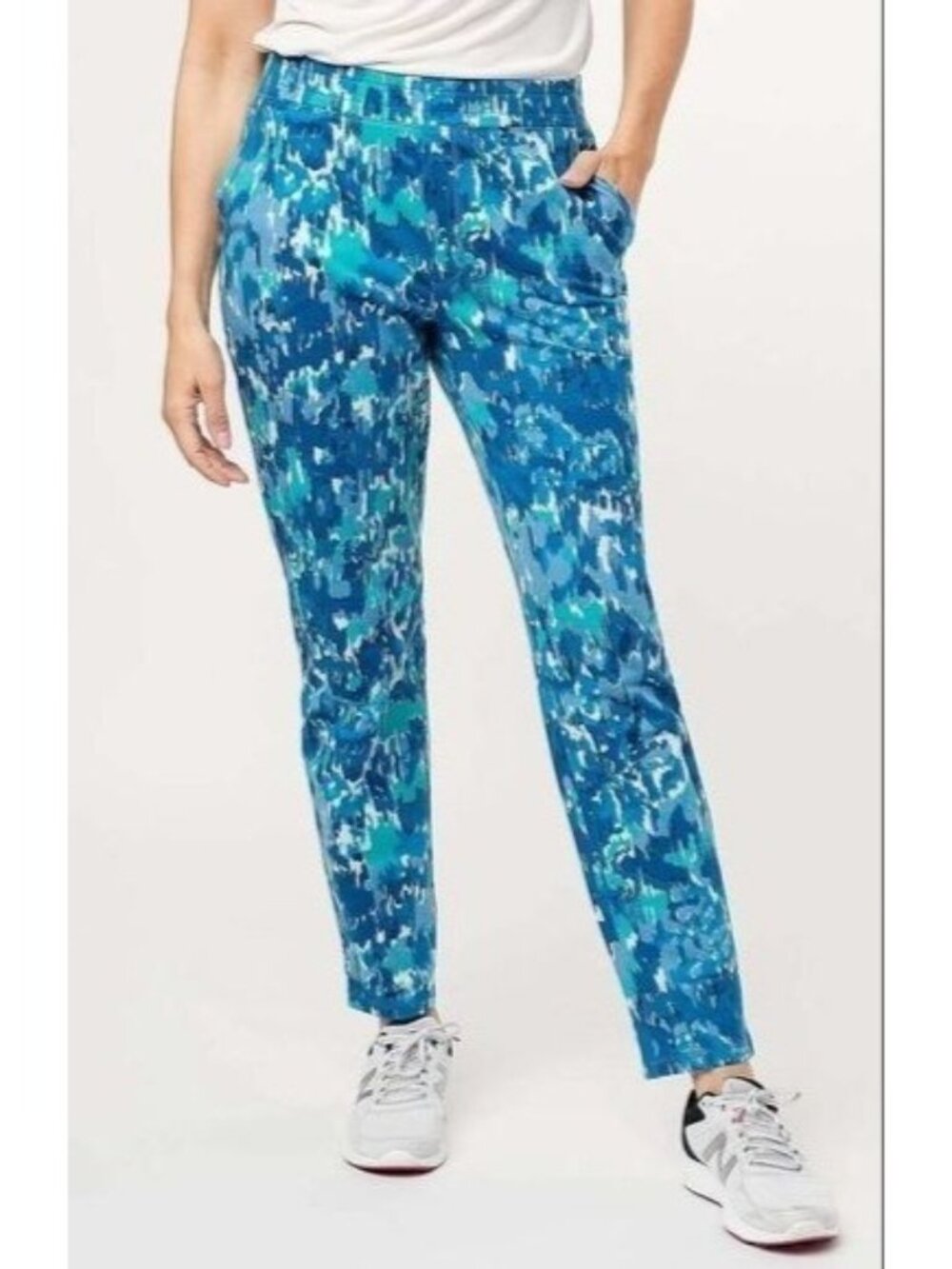 Isaac Mizrahi Live! SOHO Sweatpants XL Printed Blue Cotton Blend Athleisure NEW
